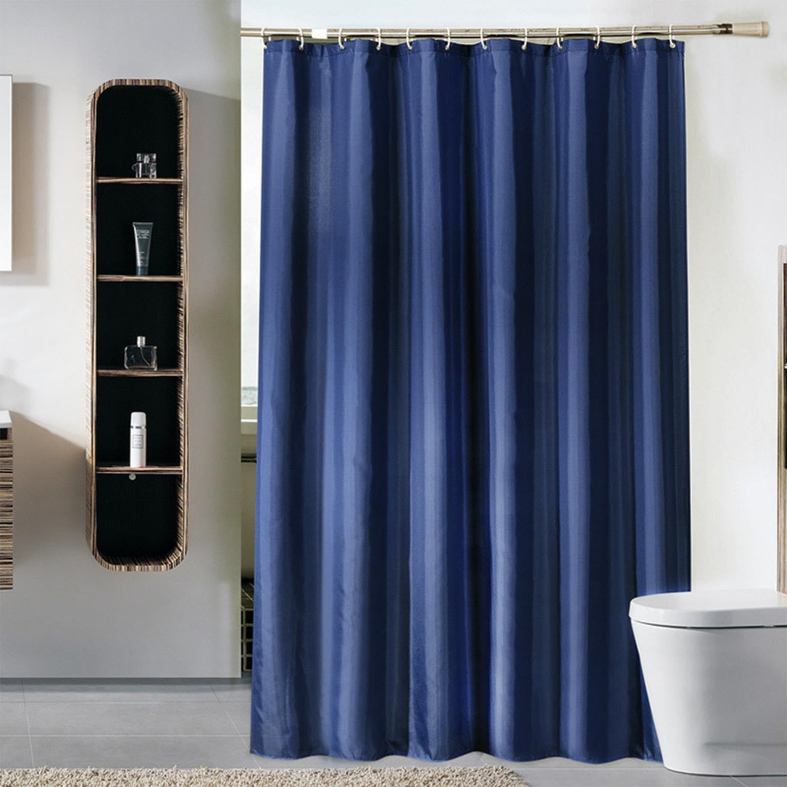 Shower Curtain Blue New 150x210cm Mould Proof Resistant Extra Long Polyester Waterproof Shower Curtain Washable Heavy Duty Bathroom Curtains Bath Curtain With 12 White Plastic Hooks for Wetroom