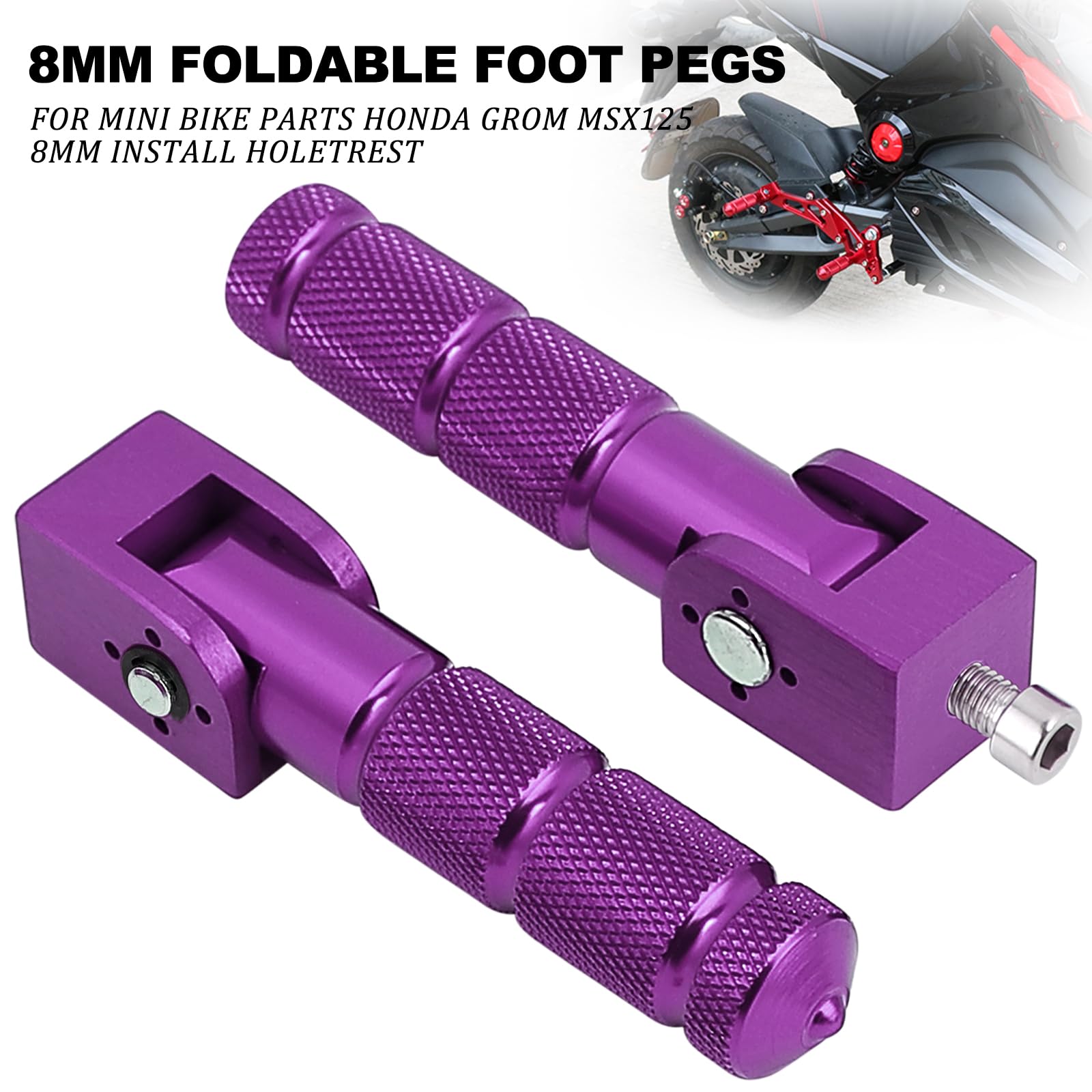 Universal Motorcycle Footrests - Aluminum Foot Pegs With Springs, Easy Install (Multiple Colors)