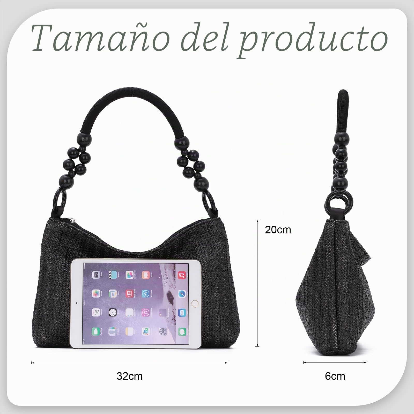 EVEOUT Bolso de hombro de Paja para Mujer Verano Bolsa axilas Tejido Bolso Tote de Rafia para Playa vacaciones viaje