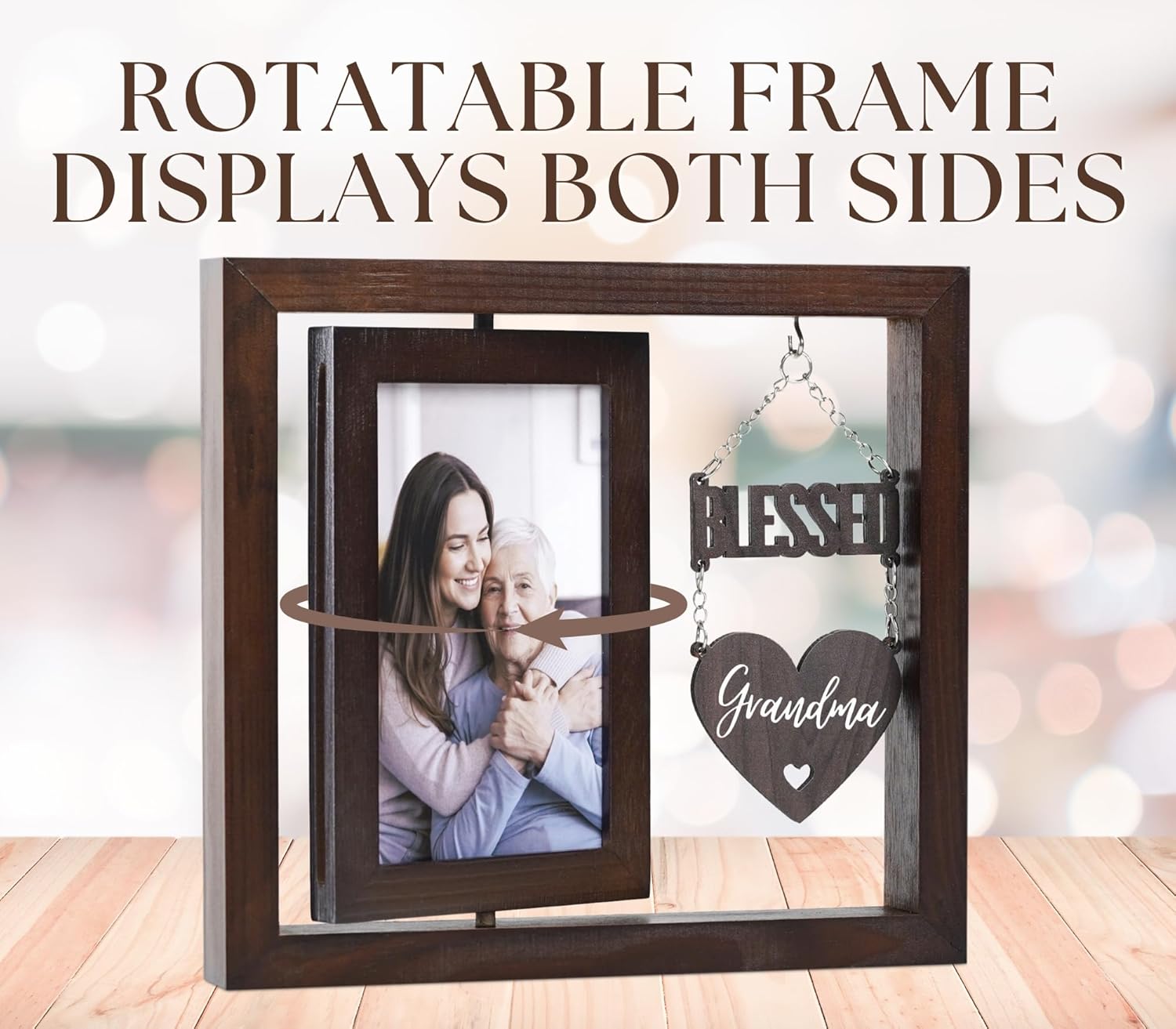 InnoBeta Grandma Gifts from Grandchildren, Blessed Grandma Photo Frame, Mother's Day, Christmas, Birthday Gifts, Rotating 6R Picture Frame - Image 6