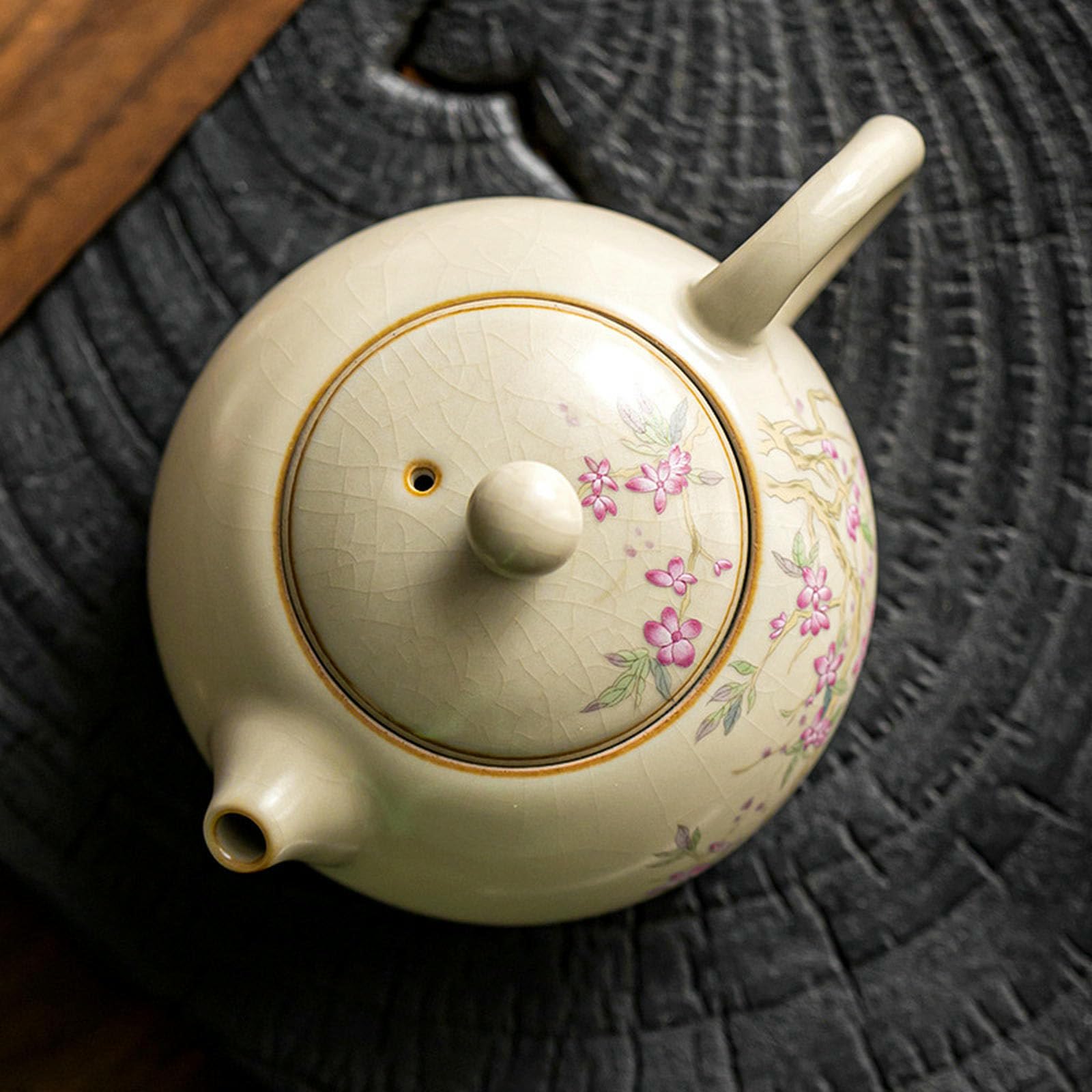 Chiński zestaw do herbaty Kung Fu z otwartym czajniczkiem o pojemności 180 ml/6 uncji, ceramiczny zestaw do herbaty Kung Fu, wypalany w piecu Ru w kolorze różowym, z okazji Święta Wiosny