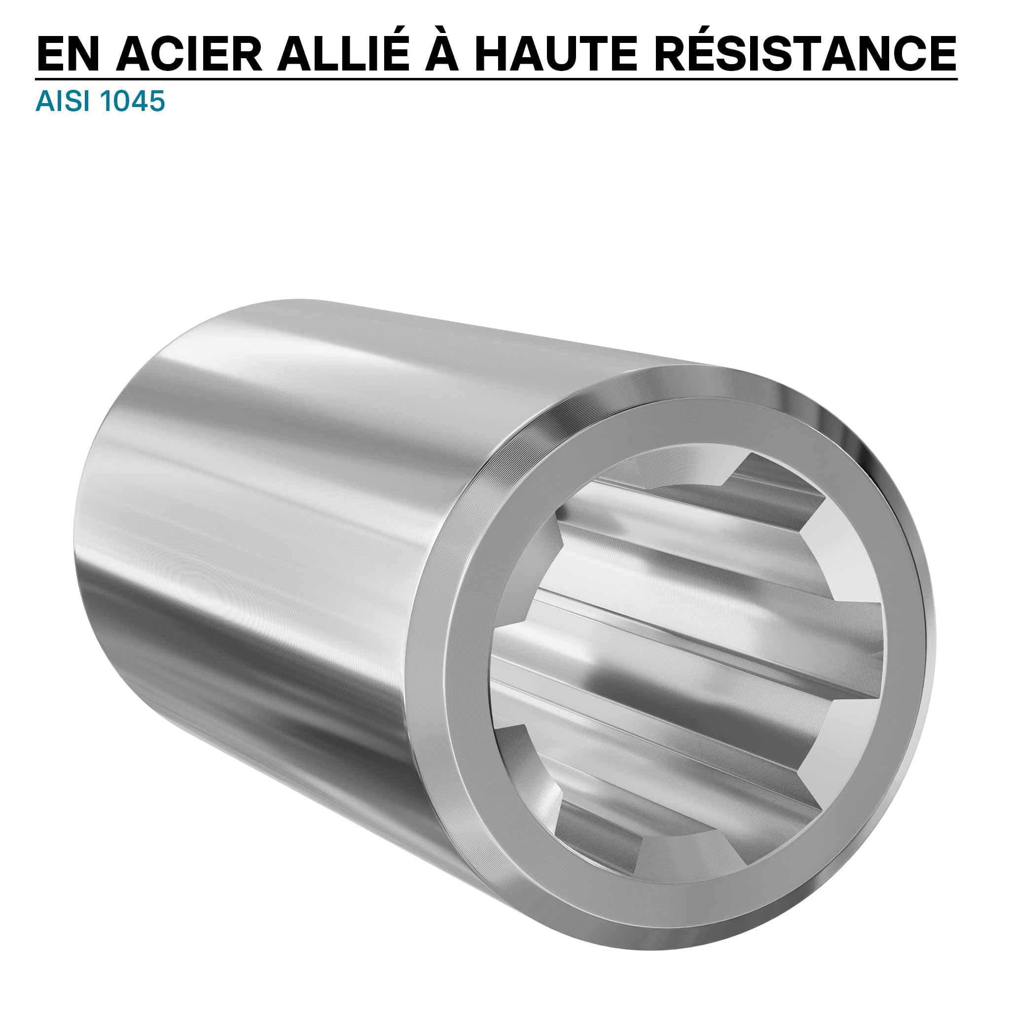 WilTec Manchon pour Arbre de Transmission Arbre cannelé Type B 100 mm 1 3/8" 6 Dents 6 Rainures Tracteur