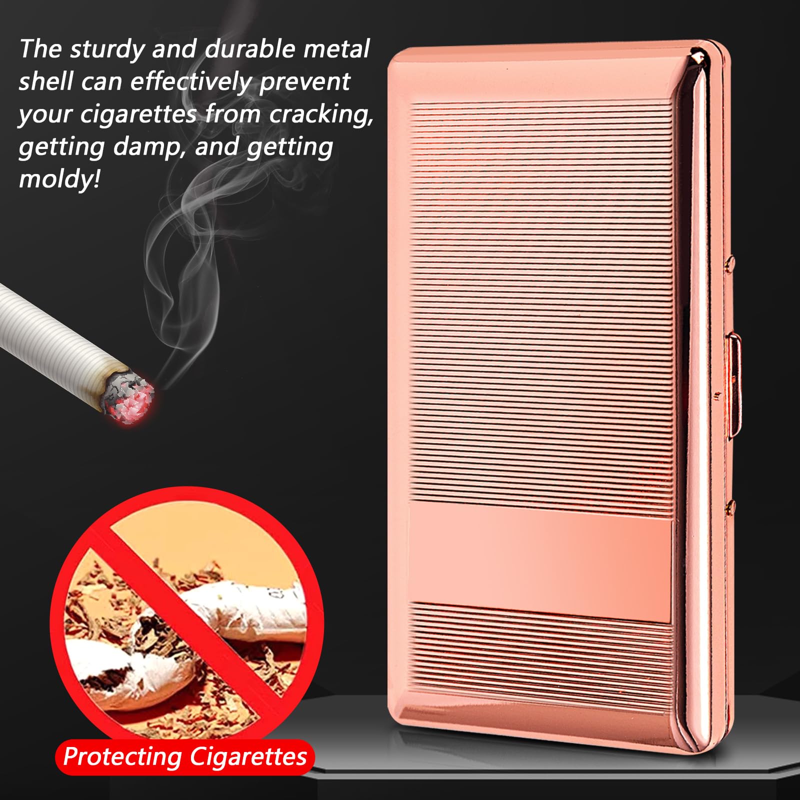 Beautiful Stylish Metal Ladies and Men's Cigarette Case,Holds 20pcs 120's Capri Cigarettes (Patterned Pink, 20pcs 120's): 10pcs 120's Rose