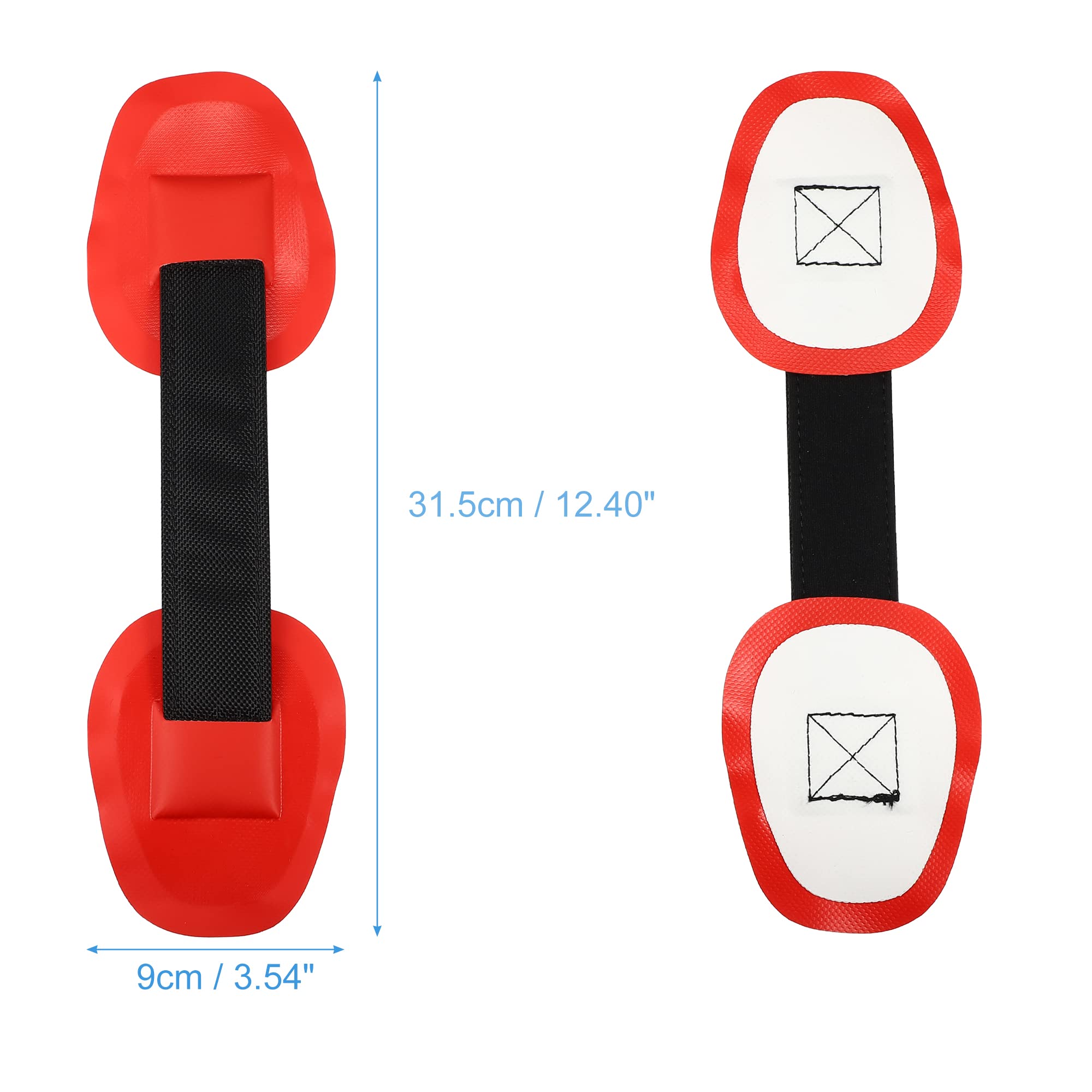 X AUTOHAUX 2pcs Universal PVC Strap Handle Patches Carry Grab Handle Red - Image 4