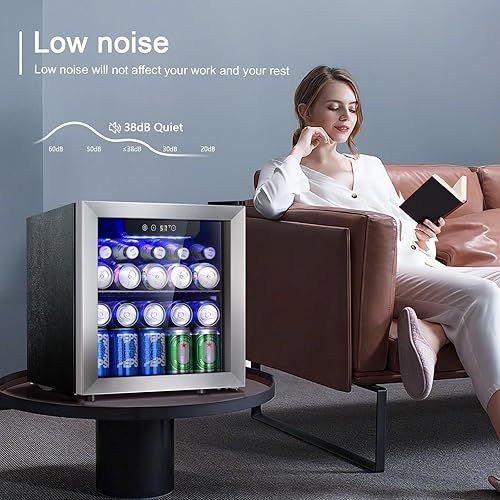 Miniatura 5 de Antarctic Star Refrigerador de bebidas para 48 latas, enfriador de vino de 12 botellas con puerta de vidrio de acero inoxidable, pantalla digital de