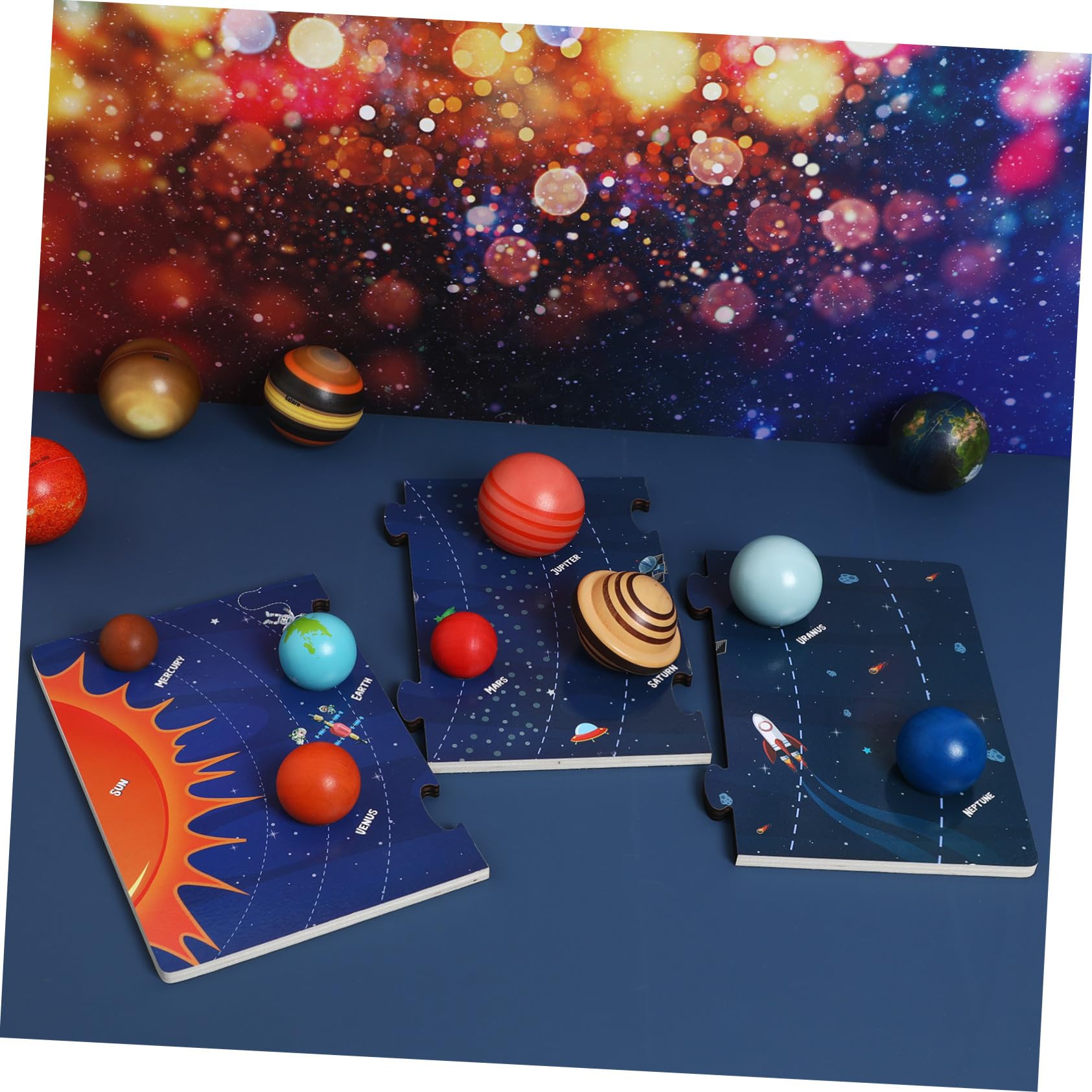 Toyvian Puzzle Planetario Solare in Legno Educativo per Bambini 3+ Anni, Giocattolo Spaziale Didattico Resistente, Pianeti Solare per Gioco e Apprendimento