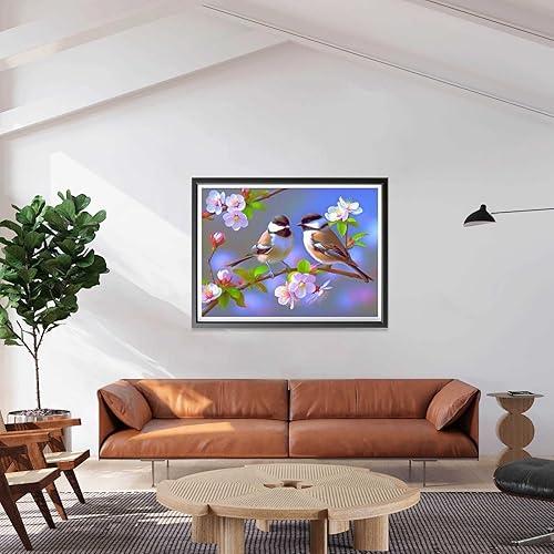 Miniatura 3 de LOMSIOY Kits de arte de diamantes 5D para adultos, kits de pintura de diamantes de aves para principiantes, arte de diamantes de flores con