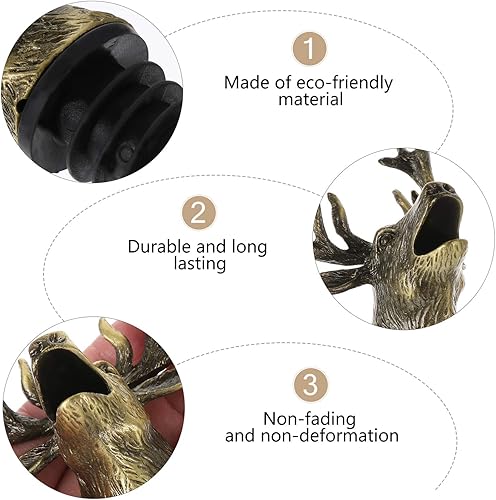 Vista 21 de Deer Head - Boquilla vertedora de vino, tapón de botella de vino de alce vintage para accesorios de bar, cumpleaños y boda bronce