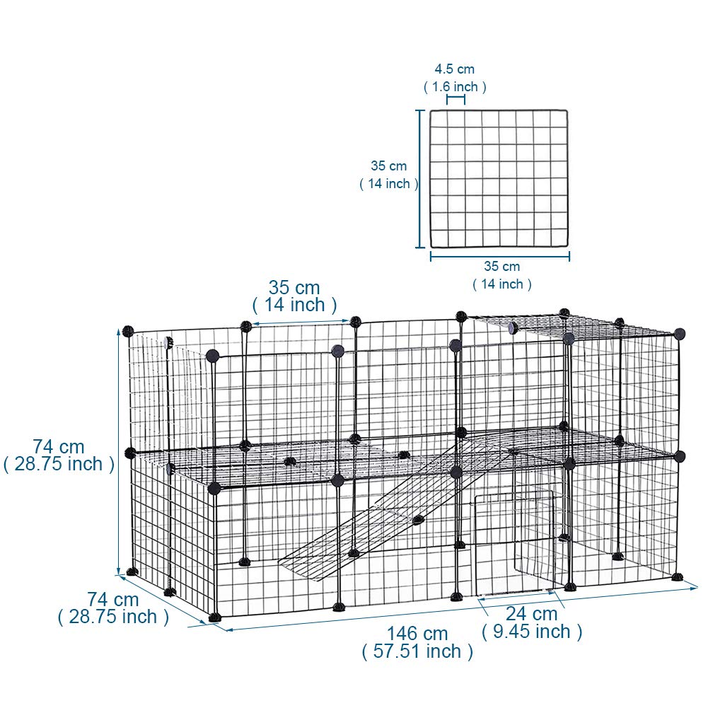 XhuangTech Haustier-Laufstall, DIY Kleintierkäfig für drinnen und draußen, tragbarer Metalldraht, Hofzaun für Welpen, Kätzchen, Meerschweinchen, Kaninchen, Schildkröte, Hamster (36 Panele)