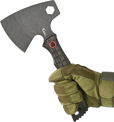 Miniatura 5 de C1393 Hacha de supervivencia de hacha de campamento, hoja de acero DC53 con mango de micarta llaves hexagonales multiherramienta con fundas Kydex