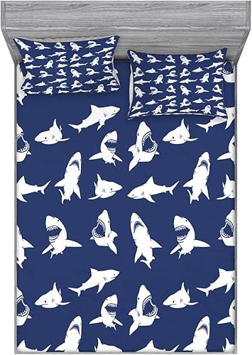 Miniatura 17 de Ambesonne Juego de sábanas bajeras y fundas de almohada de los años 90, patrón geométrico en estilo retro, formas redondas de triángulo de media