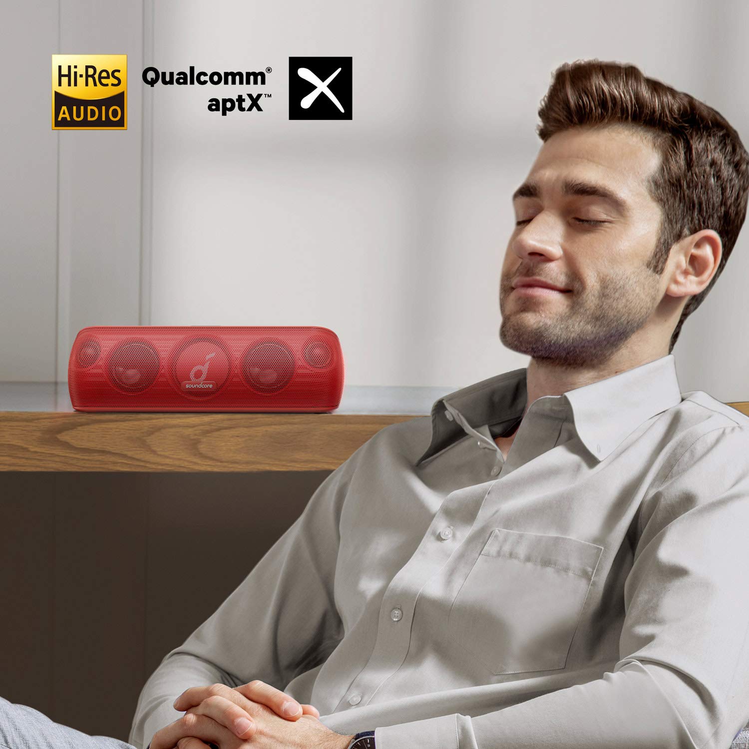Soundcore Motion+ Enceinte Bluetooth Puissante avec Son Hi-Res 30W, USB-C, 12 Heures d'autonomie, Étanchéité IPX7, App avec EQ modifiable, DSP avancé et Audio Haute fidélité