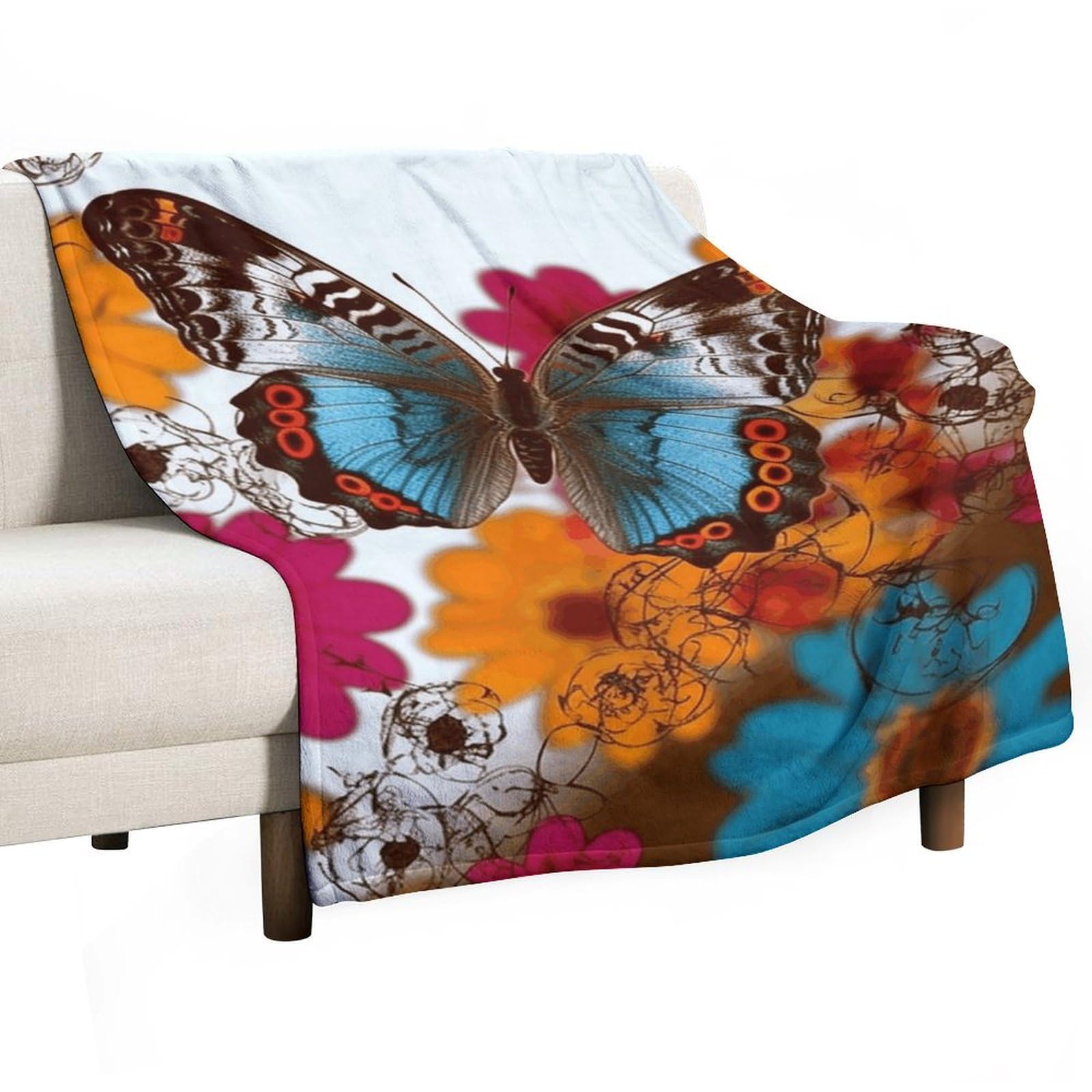 Couverture en flanelle confortable avec imprimé floral coloré grand format