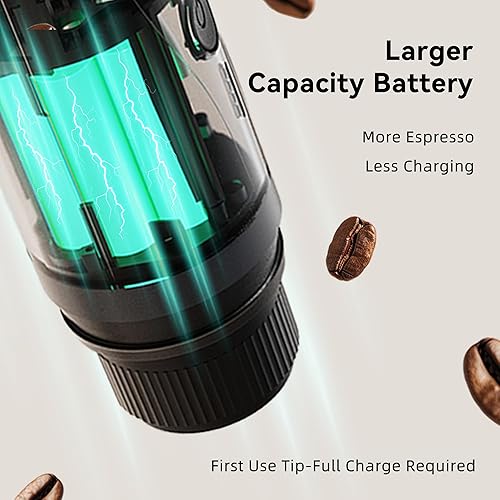Miniatura 4 de Máquina de café espresso portátil, mini cafetera eléctrica autocalentable, hasta 20 bares de presión, compatible con cápsulas NS y molienda fina,