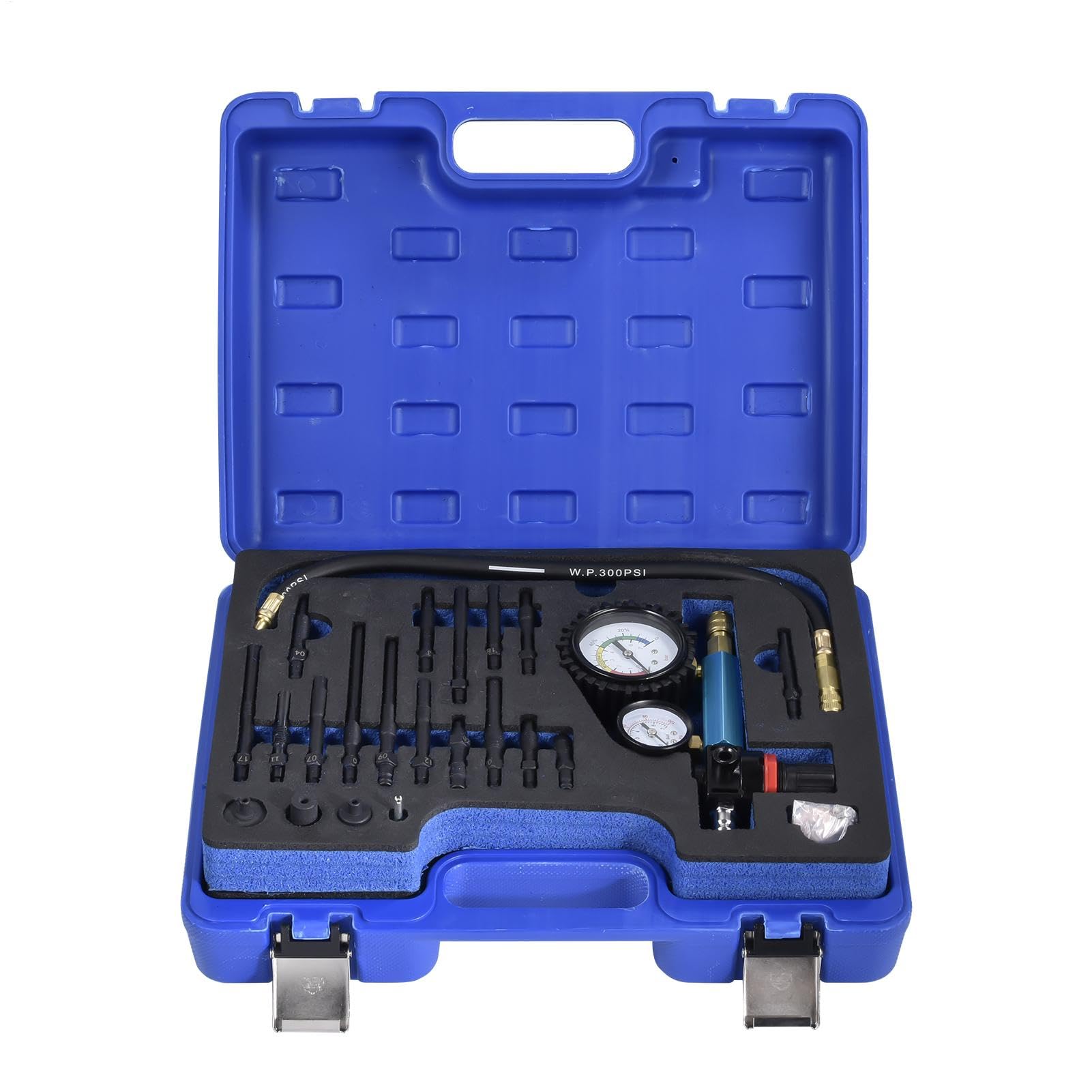 Juego De Comprobador De Compresión De Motor Comprobador De Compresión Para | Juego de 46 Piezas con Manómetro Doble, Probador de Bujías y Estuche para Motor