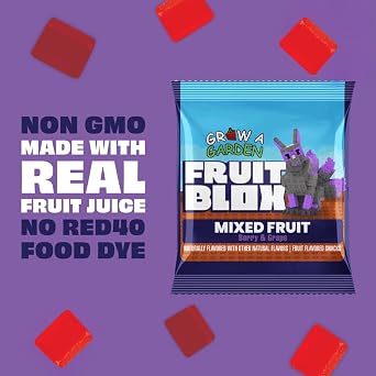 Fruit Blox Mixed Fruit Snacks, Grow a Garden, Berry & Grape, Non-GMO, 22 Pouches per Box, 2 Boxes