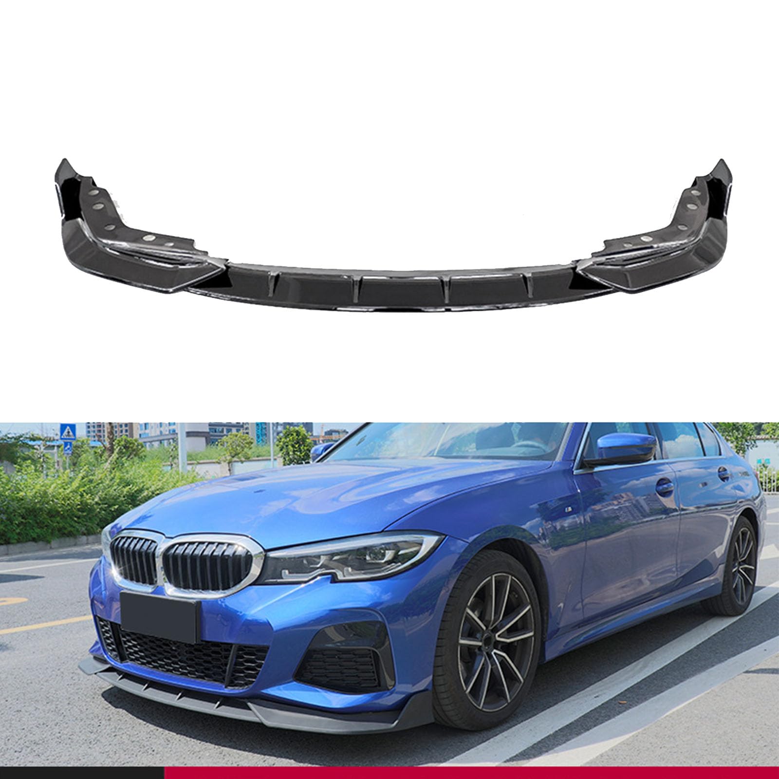 Kompatibel mit BMW 3 Series G20 G28 Early 2020-2022, Frontstoßstangen-Spoilerlippe, Auto-Unterkörper-Kit-Splitter,A Glossy Black