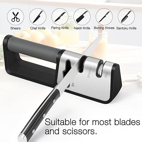 Miniatura 6 de Afiladores de cuchillos, 3 en 1 profesional para afilar cuchillos de cocina y tijeras, herramienta de afilado de cuchillos de cocina de chef
