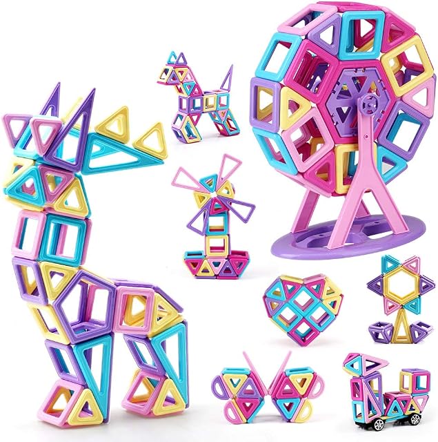 nicknack Magnetic Building Blocks,Mini 136PCS Magnetic Toys Magnet Tiles Gift for Kids, Magnetics Construction magnetic set toys for 3 4 5 6 Years Old Boys Girls
