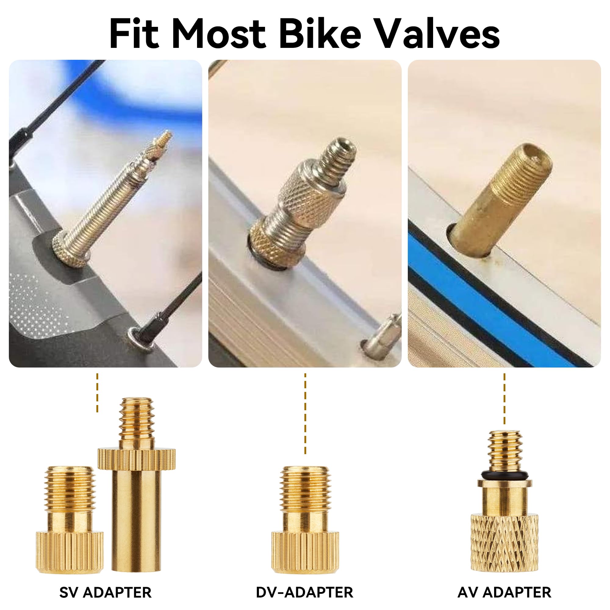 DDJ Set di adattatori per valvole Presta a Schrader, kit da 21 pezzi in ottone con aghi per pompa a sfera, universale, per biciclette e scooter elettrici