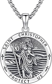 St Michael Necklace Sterling Silver for Men Women, Archangel Protect Angel Guardian Saint Michael Amulet Shield Protection Pendant Unique Jewelry Gift, Protect Us Good Luck Pendant