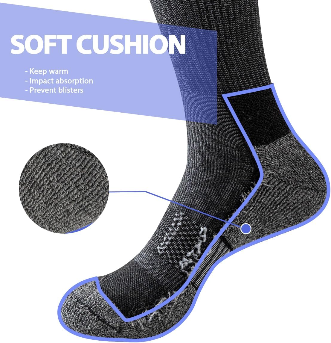 JOYNÉE 8 Pairs Mens Cushioned Crew Athletic Socks, Moisture Wicking Breathable Socks for Sport Running,Black,Sock Size:13-15 - Image 5