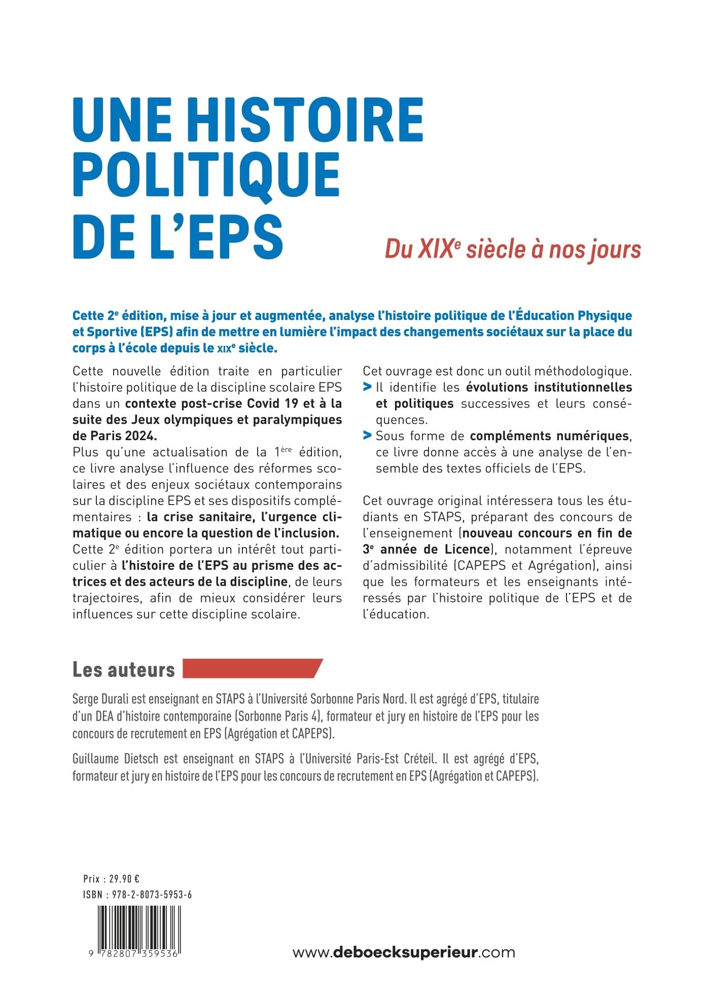 Une histoire politique de l’EPS: Du XIXe siècle à nos jours - Licence STAPS, CAPEPS, agrégation d'EPS