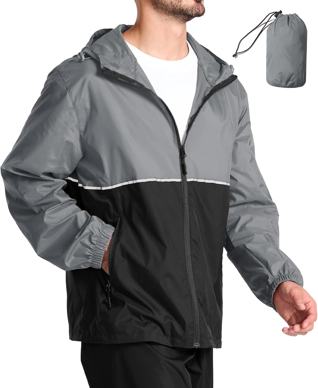 ZITY Uomo Antivento Antipioggia Ripiegabile Giacca Antipioggia Impermeabile Tascabile Giacca Impermeabile Leggera Trekking Ciclismo Sport Outdoor