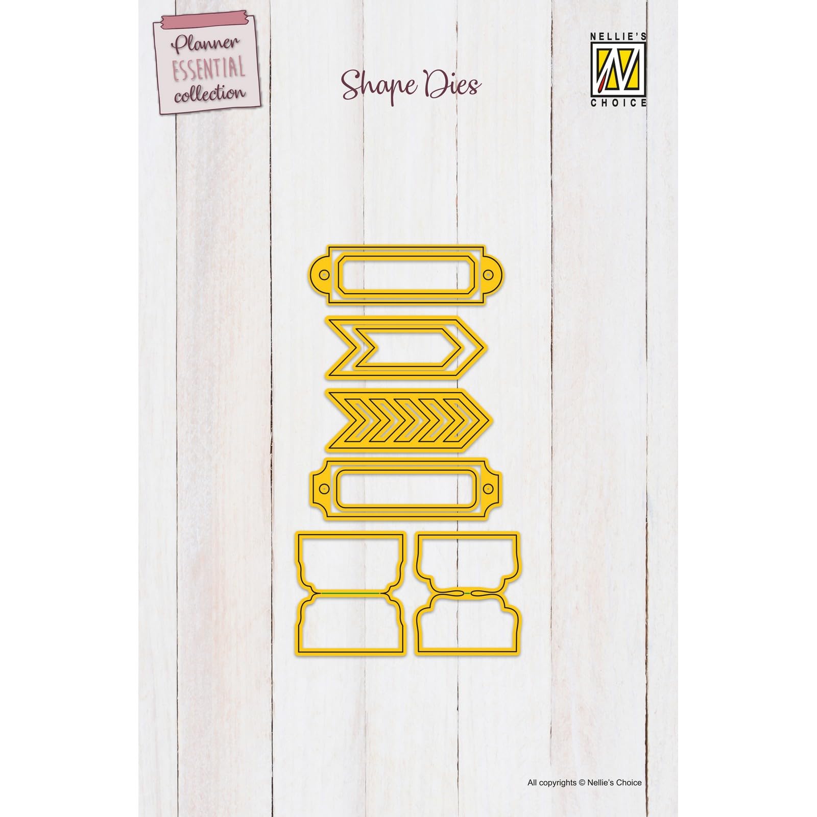 Nellie's Choice Cutting Die Tabs, Tickets and Labels-7,2 x 12,8 cm-9-Card Making Supplies-Metal Dies for Bullet Journal, Planners, Scrapbooking, DIY and Paper Crafts, Yellow, 7,2 x 12,8 cm