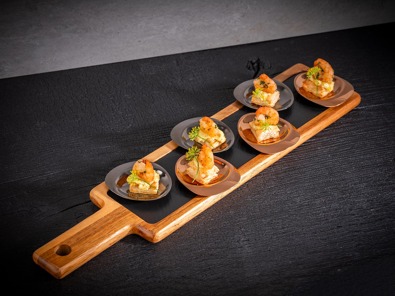 APS Pebbles 40793 Set of 4 Plates Stainless Steel PVD Coated 8.5 x 8 cm Height 1 cm Gunmetal Look, 8,5 x 8 x 1 cm - Image 4