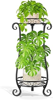 LASZOLA 2 Tier Black Metal Plant Stand for Multiple Large Planters Indoo...