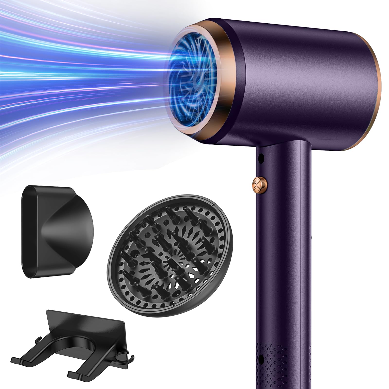 Yadesba Ionic Hair Dryer with Diffuser&Holder, 1800W Fast Drying Low