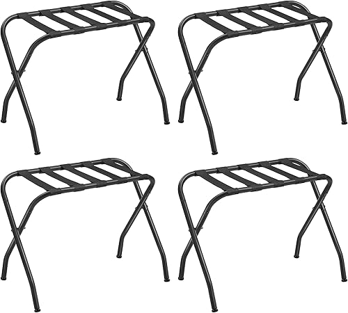 SONGMICS Portaequipajes plegable de acero, paquete de 4, negro URLR64B-4