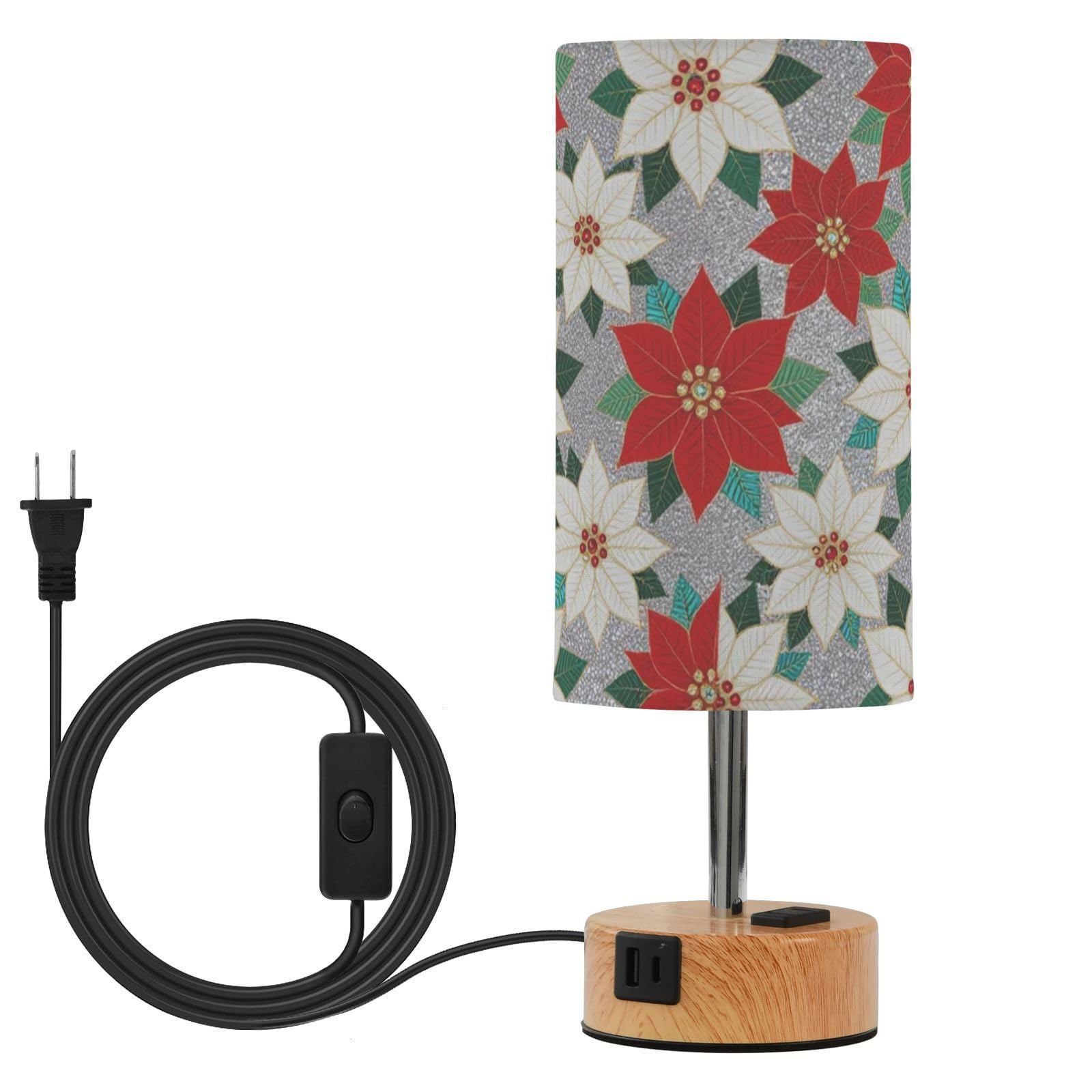 Yuiboo Mała lampa z portami USB C+A, lampa biurkowa do nauki czytania