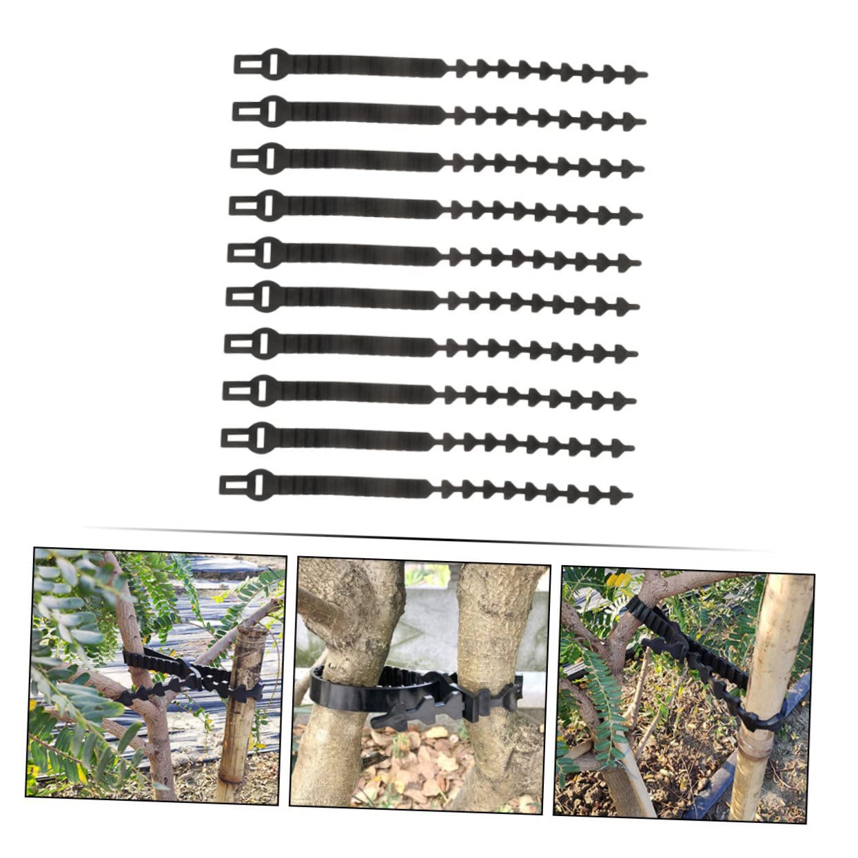 Abaodam Liens pour Plantes D'arbres 10 Pièces en Caoutchouc Noir, Flexible