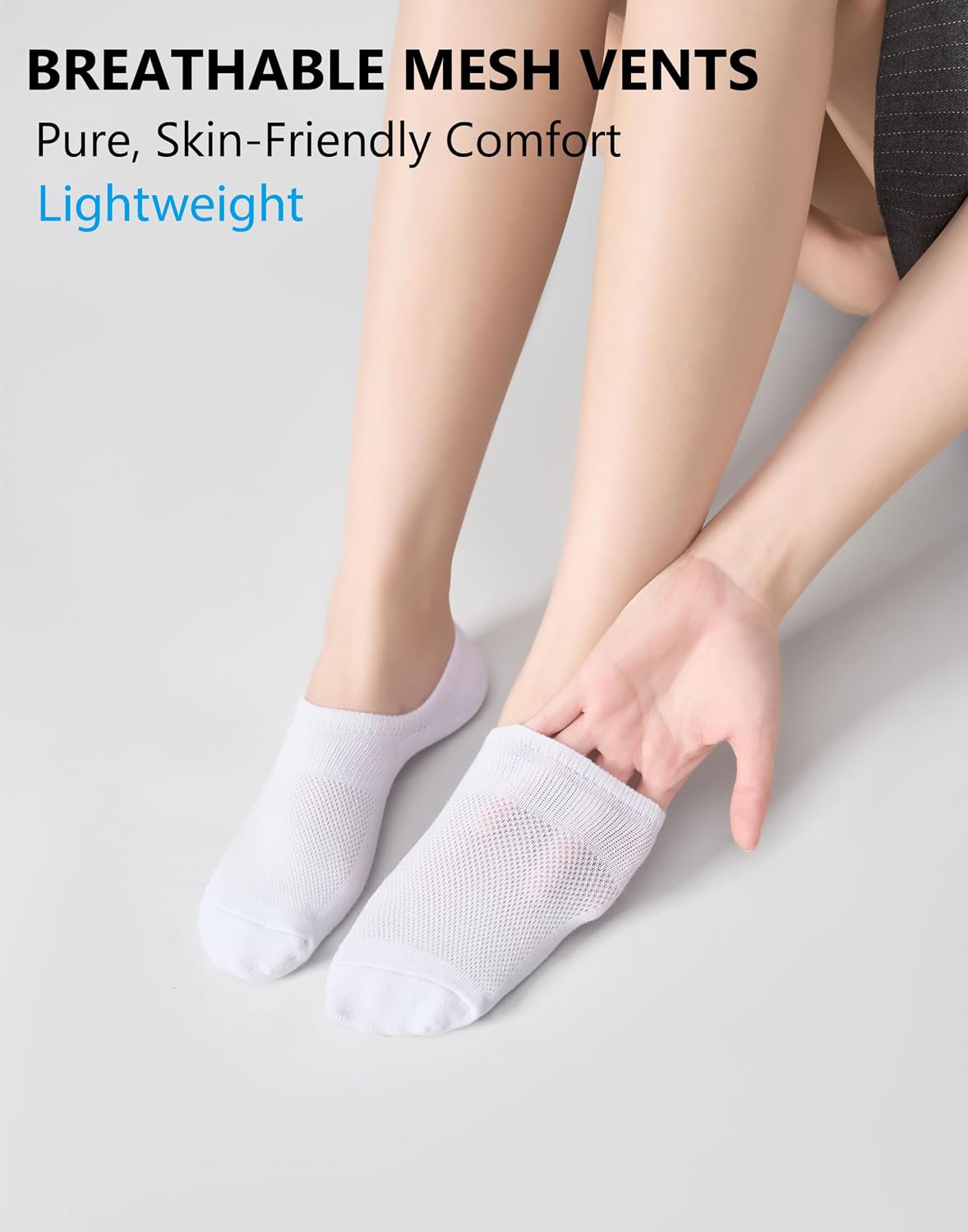 shnn No Show Socks Women & Men Cotton Lightweight Low Cut Non Slip Flat Boat Sock image 5