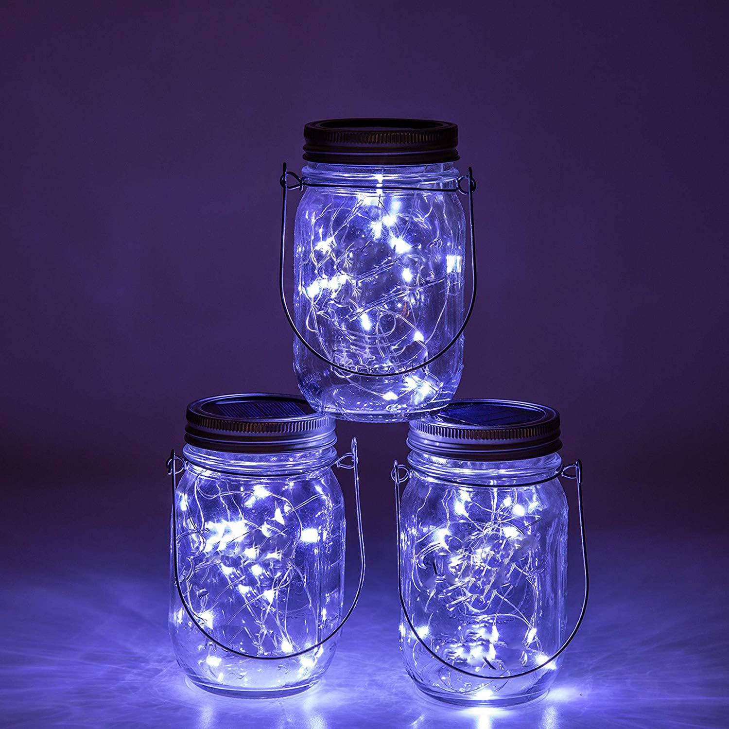 TecHong 12 x Solar Mason Jar Light Lids, 30 LED Hanging Fairy Firefly String Light Lantern Cap - Image 4
