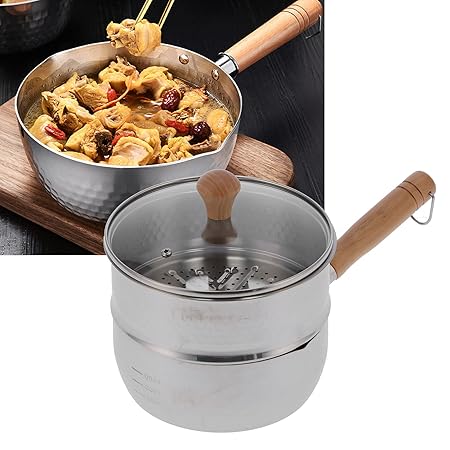 Stainless Steel Pot, Practical Beech Wood Handle Convenient Rust - ?proof Saucepan for Home Kitchen(small, blue)