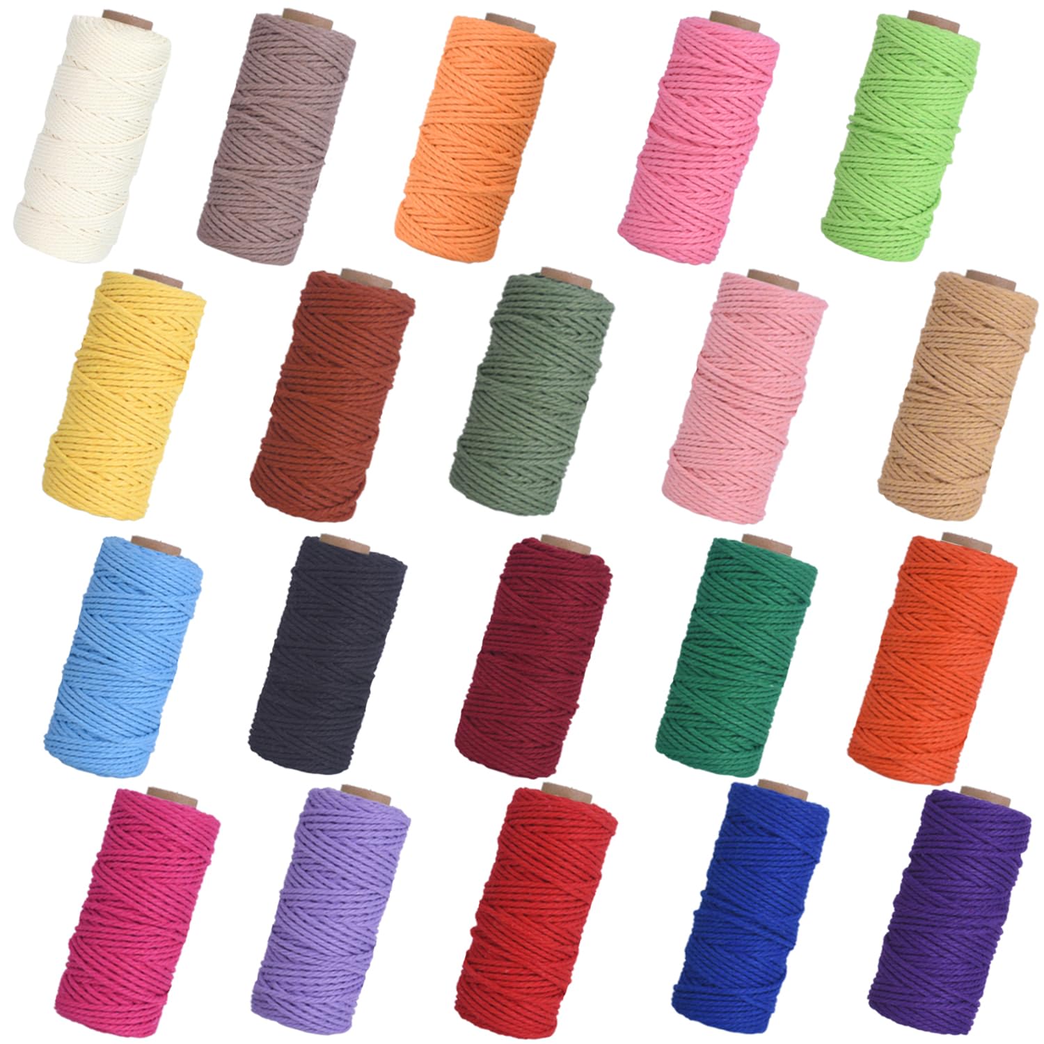 Lilly Arts Macramétouw, 100% katoen, 2 mm x 300 m, koord voor wanddecoraties, plantenhangers, verpakkingen, knutselen, macramégaren, macramé koord (naturel 2 mm x 300 m
