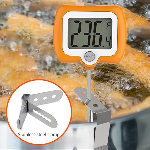 Miniatura 2 de KT THERMO Termómetro digital para dulces, termómetro LCD de lectura instantánea para carne y alimentos con sonda de 10 pulgadas y clip para hacer