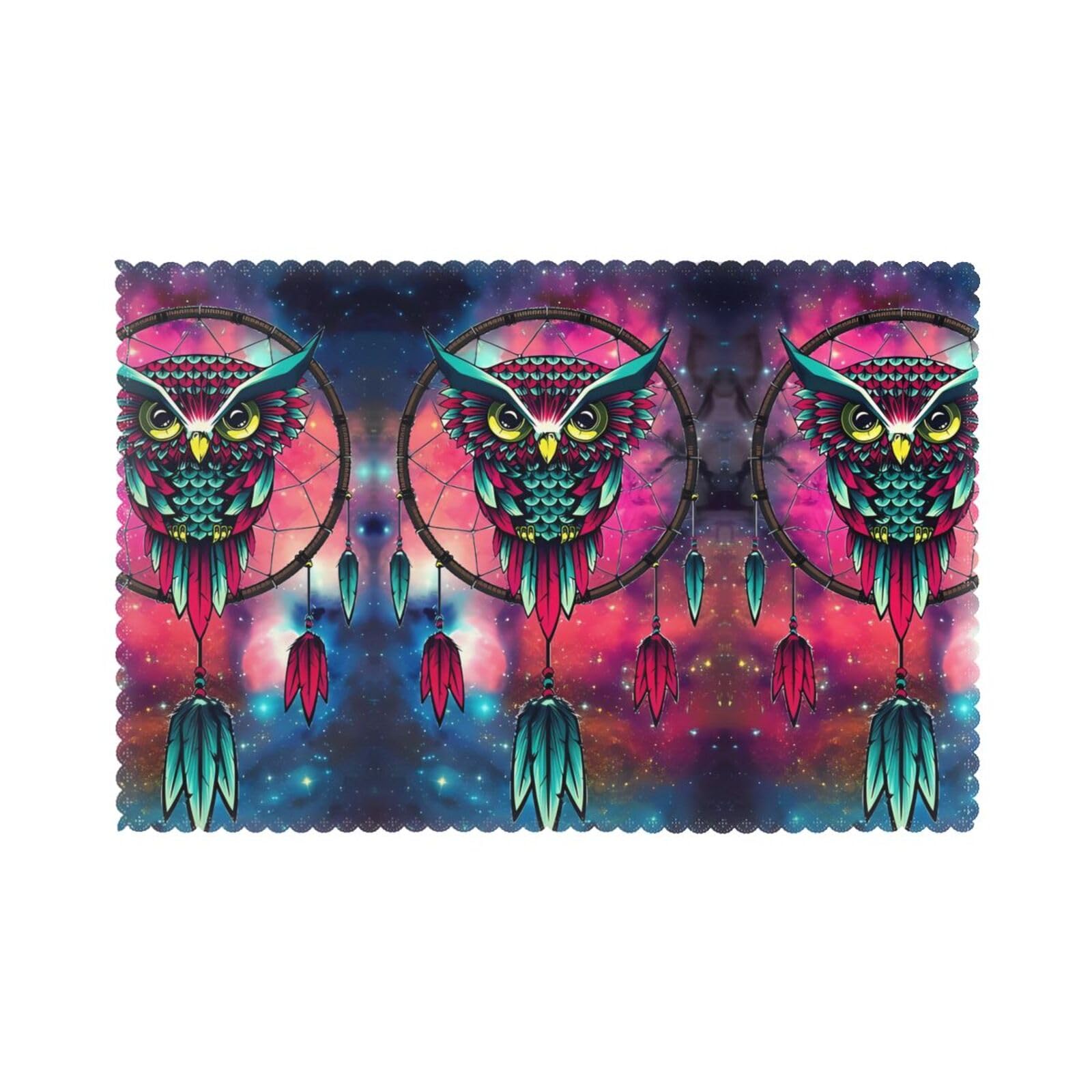 YYHHAOFA Owl Prints Placemats Set of 6 12x18in – Create Cozy Table Settings for Everyday Moments & Special Gatherings
