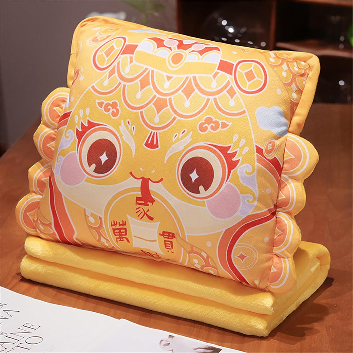 Snake Mascots Pillow Blanket Double-use 3in1 Office Naping Folding Shawl Small Air Conditioning Car Cushions Air Conditioning