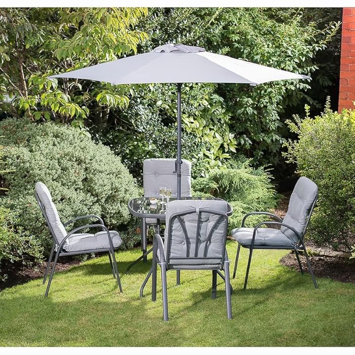 Buy Spot on dealz® 4 Seater Garden Table Chairs and Parasol patio sets