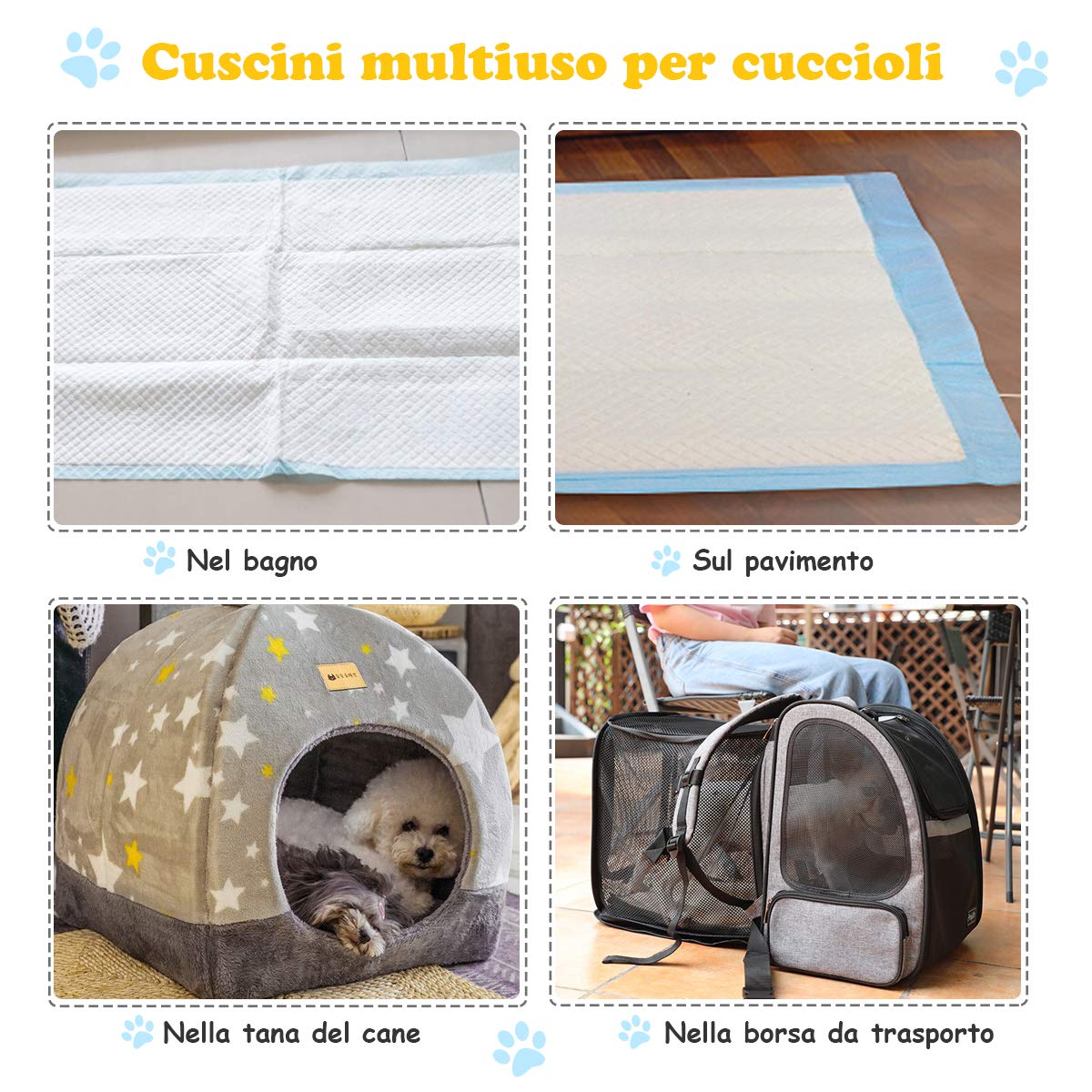 COSTWAY Tappetini Igienici Grandi per Animali, Traverse Animali a 5 Strati, Assorbe Bene Senza Perdite (60 x 90 cm 100 Pezzi)