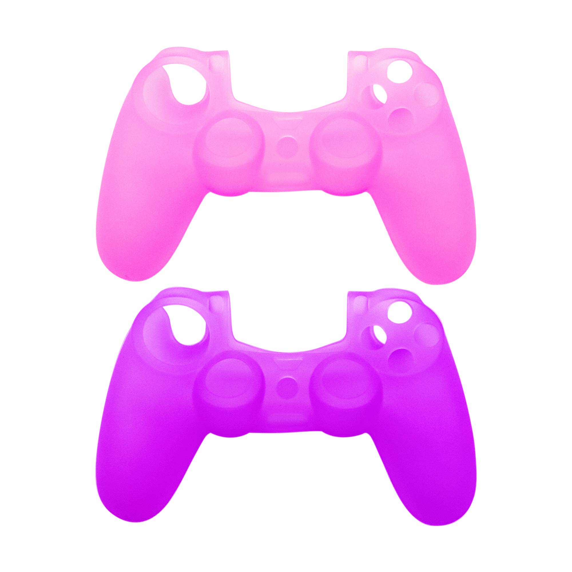 Auear Pink,Purple 2 Pack Silicone Case Skin Protector Cover Pink Purple Replacement For Ps4 Playstation 4 Wireless Game Controller