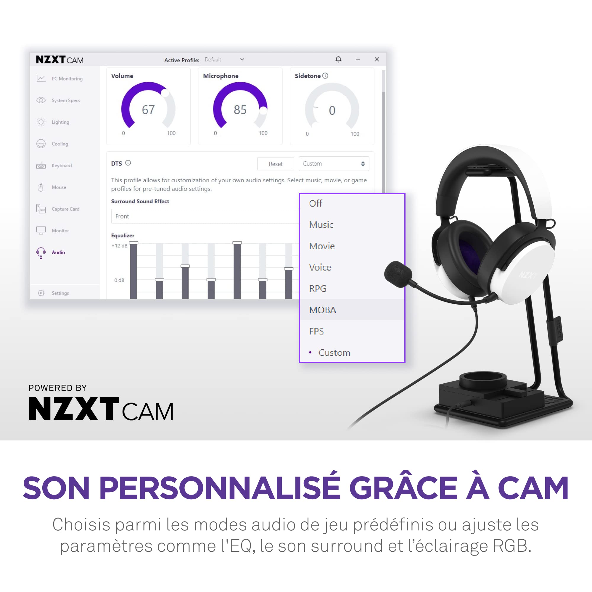 NZXT Relay SwitchMix - Support de Casque PC Gaming & mixeur Audio - AP-USMSM-B1 - Noir - Bascule Rapide du Son Entre Le Casque et Les Enceintes - Mixeur de qualité Studio - DTS 7.1