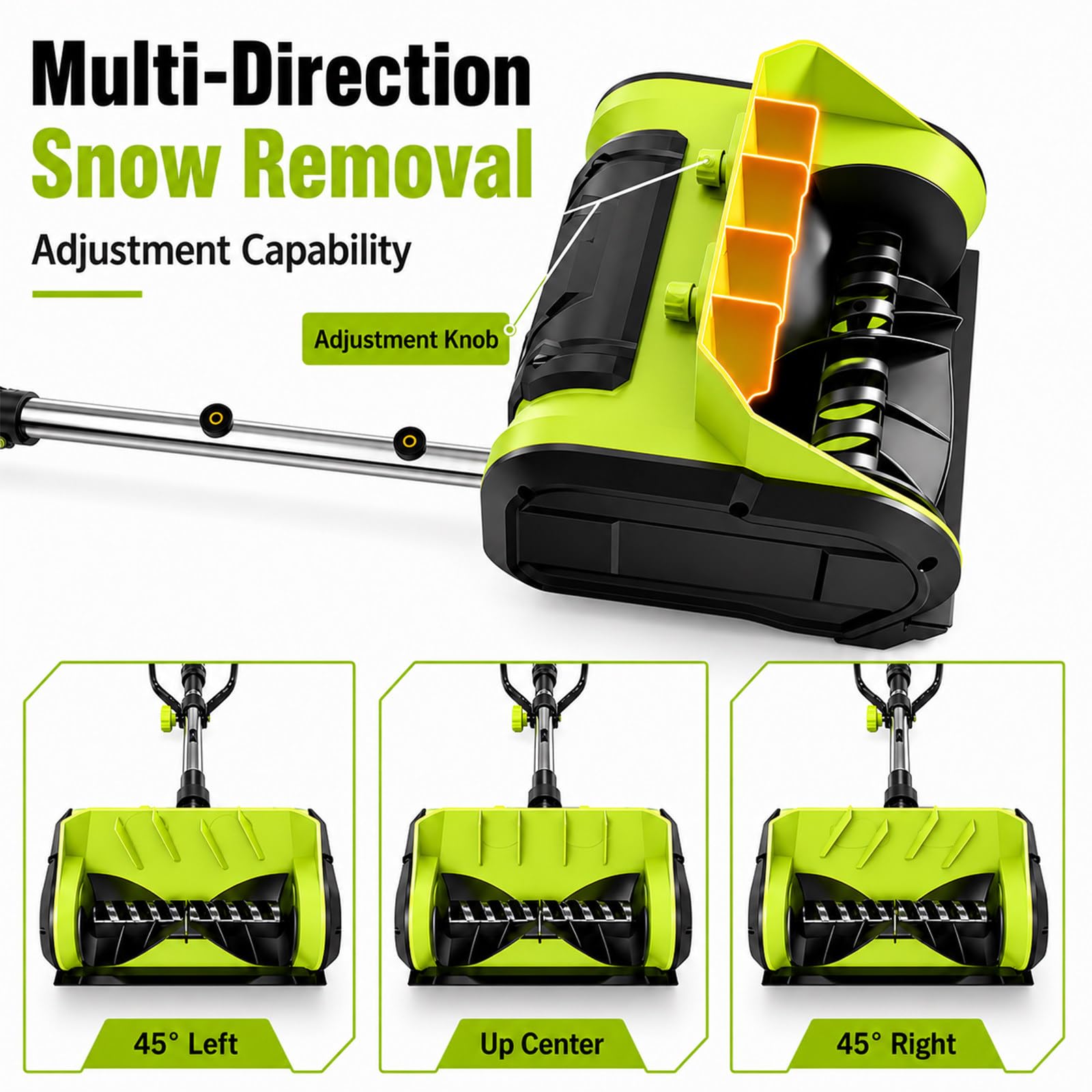Łopata do Śniegu Brushless, 21 V, 25 cm, Zasięg Wyrzutu 8 m, ±30° | Odśnieżaj bez Kabla dzięki 2 Akumulatorom 3,0 Ah, Wyrzutowi aż do 8 m i Regulacji Kierunku na Podjazdach, Tarasach i Schodach