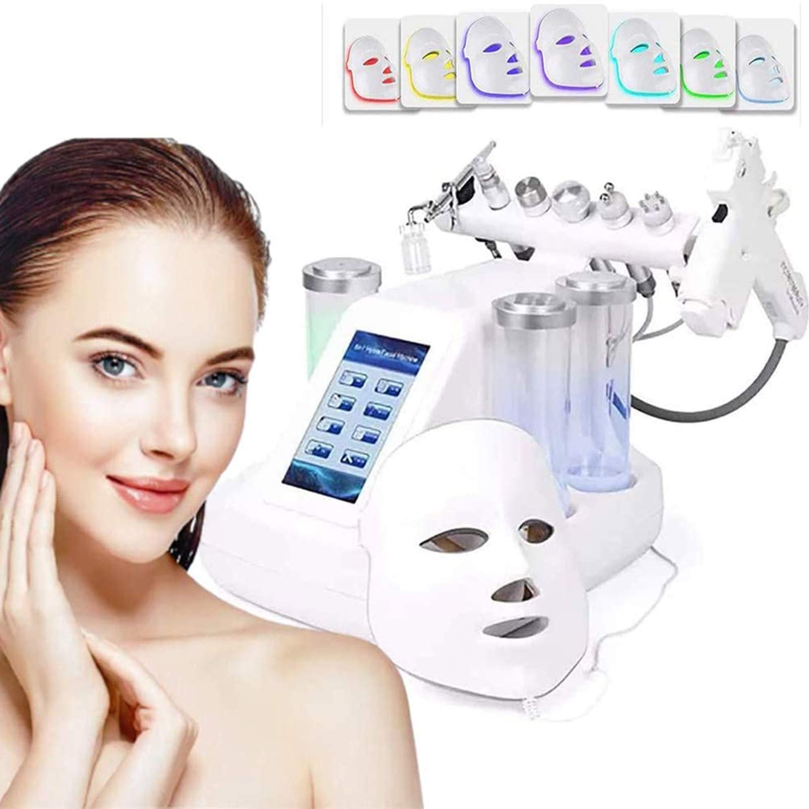 Hydrogen Oxygen Facial Machine, 8 in 1 Multifunctional Vacuum Face Cleaning Hydro Water Oxygen Jet Peel Machine Hydro-Dermabrasion Facial Sprayer Ideal for Home Esthetician