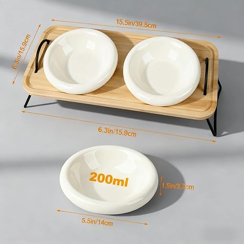 Miniatura 7 de Cuencos elevados para gatos, cuencos elevados de cerámica para gatos para alimentos y agua con diseño inclinado, antivómitos, cuenco para mascotas