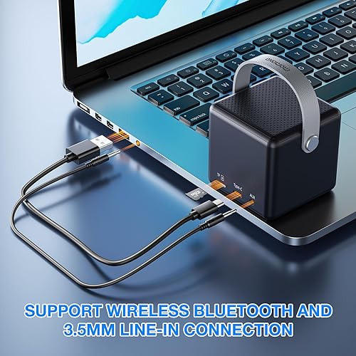 Miniatura 4 de Pequeño altavoz Bluetooth portátil, sonido cristalino con pantalla de tiempo LED, micrófono incorporado, soporte TWS emparejamiento y ranura para